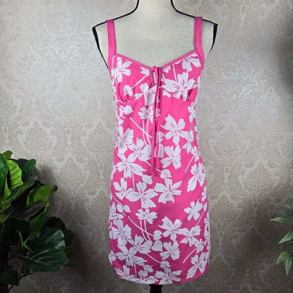 Size Medium Reversible Summer Dress Pink White Orange Stripes/Pink White Floral - Picture 7 of 16